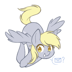 Size: 1000x1000 | Tagged: safe, artist:higglytownhero, derpy hooves, pegasus, pony, g4, colored pupils, cute, derpabetes, female, mare, question mark, simple background, solo, white background