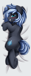 Size: 1503x3610 | Tagged: safe, artist:pridark, oc, oc only, oc:yaasho, pony, unicorn, blushing, body pillow, butt, female, glasses, heart, heart eyes, looking at you, mare, mouth hold, plot, smiling, solo, underhoof, wingding eyes