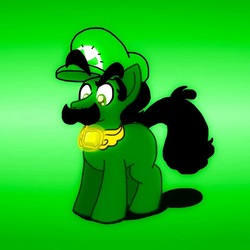 Size: 842x842 | Tagged: safe, artist:zer0cute, earth pony, pony, cap, crossover, element of effort, element of harmony, glowing, hat, jewelry, luigi, luigi's hat, male, necklace, nintendo, ponified, super mario bros.
