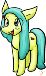 Size: 1156x1920 | Tagged: safe, artist:zutcha, ocellus, earth pony, pony, g4, blue eyes, cute, daaaaaaaaaaaw, diaocelles, disguise, disguised changeling, eye clipping through hair, female, freckles, open mouth, pony ocellus, signature, simple background, smiling, solo, transparent background