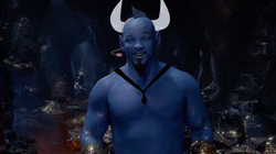 Size: 1280x719 | Tagged: safe, edit, iron will, genie, g4, aladdin, aladdin (2019), barely pony related, genie (aladdin), horns, male, pun, solo, will smith