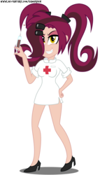 Size: 1700x2966 | Tagged: safe, artist:gamerpen, oc, oc only, oc:scarlett, equestria girls, g4, clothes, equestria girls-ified, evil grin, female, grin, nurse, simple background, smiling, solo, syringe, transparent background