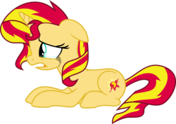 Size: 6950x4934 | Tagged: safe, artist:elsia-pony, sunset shimmer, pony, unicorn, g4, absurd resolution, crying, floppy ears, lying down, open mouth, prone, sad, solo