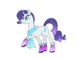 Size: 2048x1536 | Tagged: safe, artist:summer-cascades, rarity, pony, unicorn, g4, clothes, cutie mark, female, hoof boots, mare, raised hoof, scarf, simple background, smiling, solo, transparent background