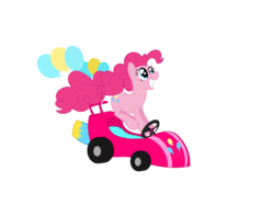 Size: 2048x1536 | Tagged: safe, artist:summer-cascades, pinkie pie, earth pony, pony, g4, cutie mark, female, go kart, grin, mare, mario kart, pronking, simple background, smiling, solo, transparent background, vector, video game crossover