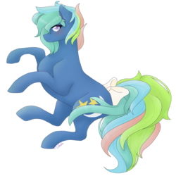 Size: 1024x1024 | Tagged: safe, artist:dreamilil, nachtlicht, pony, g1, g4, blushing, bow, female, g1 to g4, generation leap, solo, tail bow