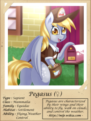 Size: 1000x1333 | Tagged: safe, artist:vavacung, derpy hooves, pegasus, pony, series:fantastic creatures of equestria, g4, bubble butt, butt, dock, female, hat, looking at you, looking back, looking back at you, mail, mailbag, mailmare, mailmare hat, mare, open mouth, plot, rear view, smiling, solo
