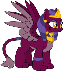 Size: 3000x3367 | Tagged: safe, artist:cloudy glow, the sphinx, sphinx, daring done?, g4, my little pony: friendship is magic, female, headdress, high res, simple background, solo, spread wings, transparent background, vector, wings