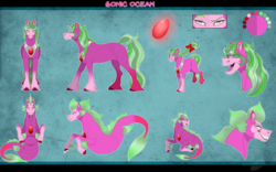 Size: 2000x1249 | Tagged: safe, artist:bijutsuyoukai, oc, oc only, oc:sonic ocean, earth pony, pony, siren, gem, male, reference sheet, siren gem, solo, stallion