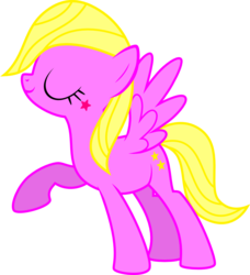 Size: 929x1019 | Tagged: safe, artist:chipmagnum, oc, oc only, unnamed oc, pegasus, pony, g4, eyes closed, female, mare, raised hoof, simple background, smiling, solo, spread wings, standing, transparent background, vector, wings