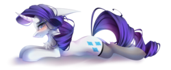 Size: 4832x2000 | Tagged: safe, artist:jun1313, rarity, pony, unicorn, g4, blushing, clothes, female, floppy ears, mare, simple background, smiling, socks, solo, stockings, thigh highs, transparent background