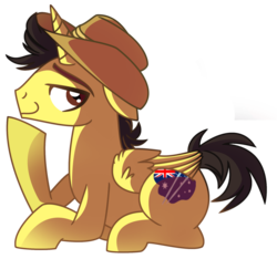 Size: 1818x1703 | Tagged: safe, artist:itaricutebases, oc, oc:tommy the human, alicorn, pony, alicorn oc, commissioner:bigonionbean, cute, hat, male, ponified, stallion