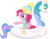 Size: 5029x3873 | Tagged: safe, artist:sollace, pinkie pie, princess celestia, pony, g4, my little pony best gift ever, my little pony: friendship is magic, .svg available, boat, clothes, female, floaty, inflatable, inflatable alicorn, inflatable toy, objectification, pointing, pool toy, show accurate, simple background, solo, swanlestia, transparent background, vector, winter outfit