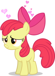 Size: 3087x4285 | Tagged: safe, artist:tomfraggle, apple bloom, earth pony, pony, g4, adorabloom, cute, female, filly, floating heart, heart, lidded eyes, simple background, smiling, solo, transparent background