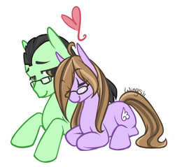 Size: 500x478 | Tagged: safe, artist:enticingrapture, oc, oc only, pony, heart, nuzzling, oc x oc, shipping