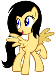 Size: 2343x3141 | Tagged: safe, oc, oc only, oc:middle sensitive, pegasus, pony, female, high res, mare, open mouth, raised hoof, simple background, spread wings, transparent background, wings