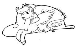 Size: 750x452 | Tagged: safe, artist:enticingrapture, oc, oc only, pony, black and white, cloud, flying, grayscale, looking at you, monochrome, open mouth