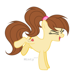 Size: 1280x1276 | Tagged: safe, artist:mintoria, oc, oc only, oc:pencil heart, earth pony, pony, base used, eyes closed, female, hairband, mare, open mouth, signature, simple background, solo, transparent background