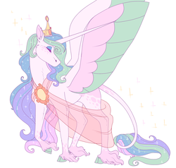 Size: 4000x3800 | Tagged: safe, artist:uunicornicc, princess celestia, alicorn, pony, g4, clothes, cloven hooves, eyes closed, female, leonine tail, mare, see-through, solo, unshorn fetlocks