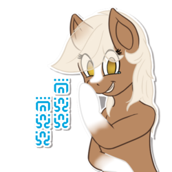 Size: 512x512 | Tagged: safe, artist:darnelg, pony, coat markings, epona, epony, looking at you, outline, ponified, sheikah, sheikah text, simple background, socks (coat markings), solo, telegram sticker, the legend of zelda, transparent background