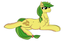 Size: 1191x670 | Tagged: safe, artist:inspiration1413, apple fritter, earth pony, pony, g4, apple family member, chest fluff, ear fluff, female, hairband, lying down, prone, simple background, sitting, solo, tail, tail band, transparent background