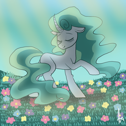 Size: 999x999 | Tagged: safe, artist:inspiration1413, mistmane, pony, g4, female, flower, mistabetes, raised hoof, solo