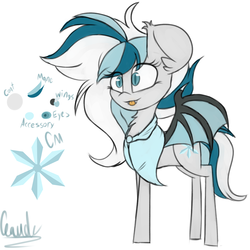 Size: 2919x2916 | Tagged: safe, artist:claudearts, oc, oc only, oc:glacier mist, bat pony, pony, blind, cloak, clothes, cute, cutie mark, high res, reference sheet, simple background, solo, tongue out
