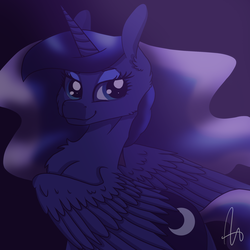 Size: 1888x1888 | Tagged: safe, artist:inspiration1413, princess luna, alicorn, pony, g4, female, looking at you, looking back, looking back at you, solo