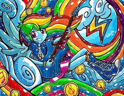 Size: 3300x2550 | Tagged: safe, artist:glenbw, rainbow dash, equestria girls, equestria girls series, female, geode of super speed, guitar, magical geodes, solo, stained glass