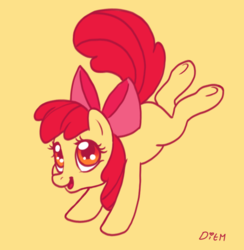 Size: 691x709 | Tagged: safe, artist:donkeyinthemiddle, artist:stormywitch90, apple bloom, pony, g4, action pose, adorabloom, bucking, cute, female, filly, missing cutie mark, solo