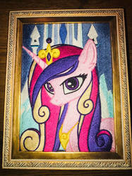 Size: 400x534 | Tagged: safe, artist:v-zen, princess cadance, pony, g4, embroidery, female, jewelry, looking at you, painting, regalia, solo