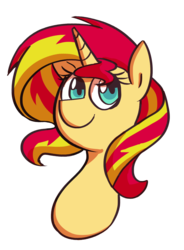 Size: 1105x1500 | Tagged: safe, artist:gintoki23, sunset shimmer, pony, unicorn, g4, bust, cute, female, mare, portrait, shimmerbetes, simple background, solo, transparent background