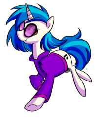 Size: 1280x1652 | Tagged: safe, artist:gintoki23, dj pon-3, vinyl scratch, pony, unicorn, g4, clothes, cute, female, galloping, hoodie, simple background, smiling, solo, sunglasses, sweatshirt, transparent background, vinylbetes, wrong eye color