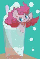 Size: 700x1030 | Tagged: safe, artist:ccc, pinkie pie, earth pony, pony, g4, female, mare, solo, straw, waving