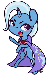 Size: 1059x1643 | Tagged: safe, artist:lilliesinthegarden, trixie, pony, unicorn, g4, bipedal, chibi, colored pupils, cute, diatrixes, female, flower, heart eyes, open mouth, simple background, solo, white background, wingding eyes
