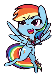 Size: 1102x1526 | Tagged: safe, artist:lilliesinthegarden, rainbow dash, pegasus, pony, g4, blushing, chibi, cute, female, floral necklace, flower, heart eyes, open mouth, simple background, solo, white background, wingding eyes