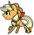 Size: 1200x1237 | Tagged: safe, artist:lilliesinthegarden, applejack, earth pony, pony, g4, chibi, cute, eye clipping through hair, female, flower, flower in hair, flower in tail, heart eyes, jackabetes, profile, simple background, solo, white background, wingding eyes