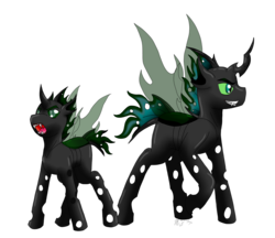 Size: 2549x2200 | Tagged: safe, artist:midnightfire1222, oc, oc:cervicis, changeling, changeling oc, commission, corrupted, green changeling, high res, normal