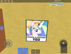 Size: 2048x1536 | Tagged: safe, princess celestia, pony, g4, big brother is watching, roblox, roleplaying