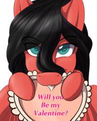 Size: 1200x1500 | Tagged: safe, artist:swiftriff, oc, oc only, oc:swiftriff, pegasus, pony, card, heart, hearts and hooves day, holiday, looking at you, male, red and black oc, solo, stallion, valentine's day