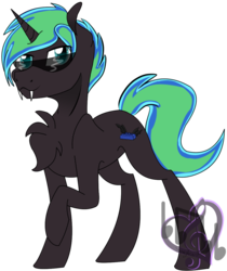 Size: 1008x1200 | Tagged: safe, artist:songheartva, oc, oc only, oc:daywalker, pony, unicorn, fangs, male, simple background, solo, stallion, sunglasses, transparent background