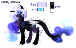Size: 1300x826 | Tagged: safe, artist:sugaryicecreammlp, oc, oc only, oc:lunar shadow, hybrid, pony, magical lesbian spawn, offspring, parents:canon x oc, reference sheet, simple background, solo, transparent background