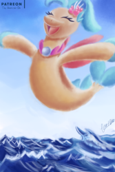Size: 2000x3000 | Tagged: safe, artist:theunconsistentone, princess skystar, seapony (g4), g4, my little pony: the movie, high res, jewelry, necklace, ocean, pearl necklace, smiling, splash
