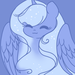 Size: 1021x1020 | Tagged: safe, artist:lolababeh, princess luna, pony, g4, blue background, eyes closed, female, simple background, solo