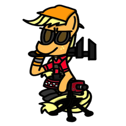 Size: 4000x4000 | Tagged: safe, artist:rainbowbacon, applejack, g4, crossover, engiejack, engineer, engineer (tf2), parody, sentry, sentry gun, team fortress 2