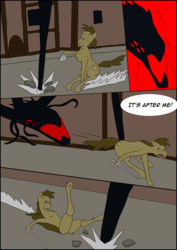 Size: 2480x3508 | Tagged: safe, oc, oc:chocolate chips, pony, comic:heart of creation, butt, comic, high res, male, monster, plot, sword, tentacles, weapon