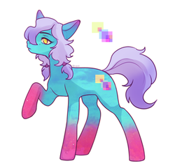 Size: 1031x994 | Tagged: source needed, safe, artist:clawcraps, oc, oc only, oc:aesthetic, earth pony, pony, ambiguous gender, colored hooves, colored lineart, eyebrows, eyelashes, lidded eyes, raised hoof, reference, signature, simple background, solo, white background, ych result