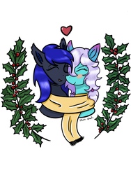 Size: 1668x2224 | Tagged: artist needed, source needed, safe, oc, oc:aesthetic, oc:crescent night, pony, clothes, holly, shared clothing, ych result