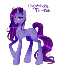 Size: 1200x1600 | Tagged: safe, artist:zima, oc, oc only, oc:nightshade twinkle, pony, unicorn, ear piercing, earring, eyeshadow, female, jewelry, makeup, mare, paint tool sai, piercing, simple background, solo, transparent background