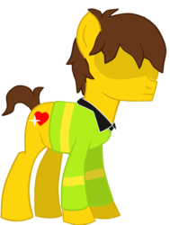 Size: 1665x2200 | Tagged: source needed, useless source url, safe, artist:maxter-advance, earth pony, pony, spoiler:deltarune, clothes, crossover, deltarune, heart, kris, ponified, sweater
